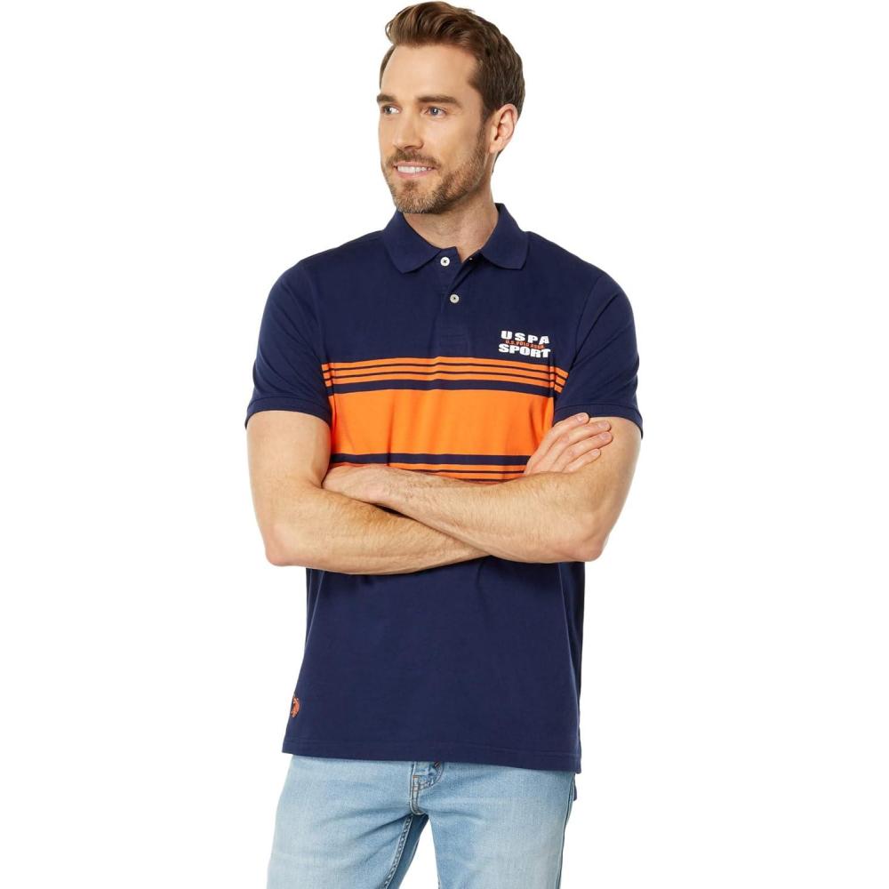 image:imageUS POLO ASSN Engineered Stripe Short Sleeve Knit PoloClassic Navy
