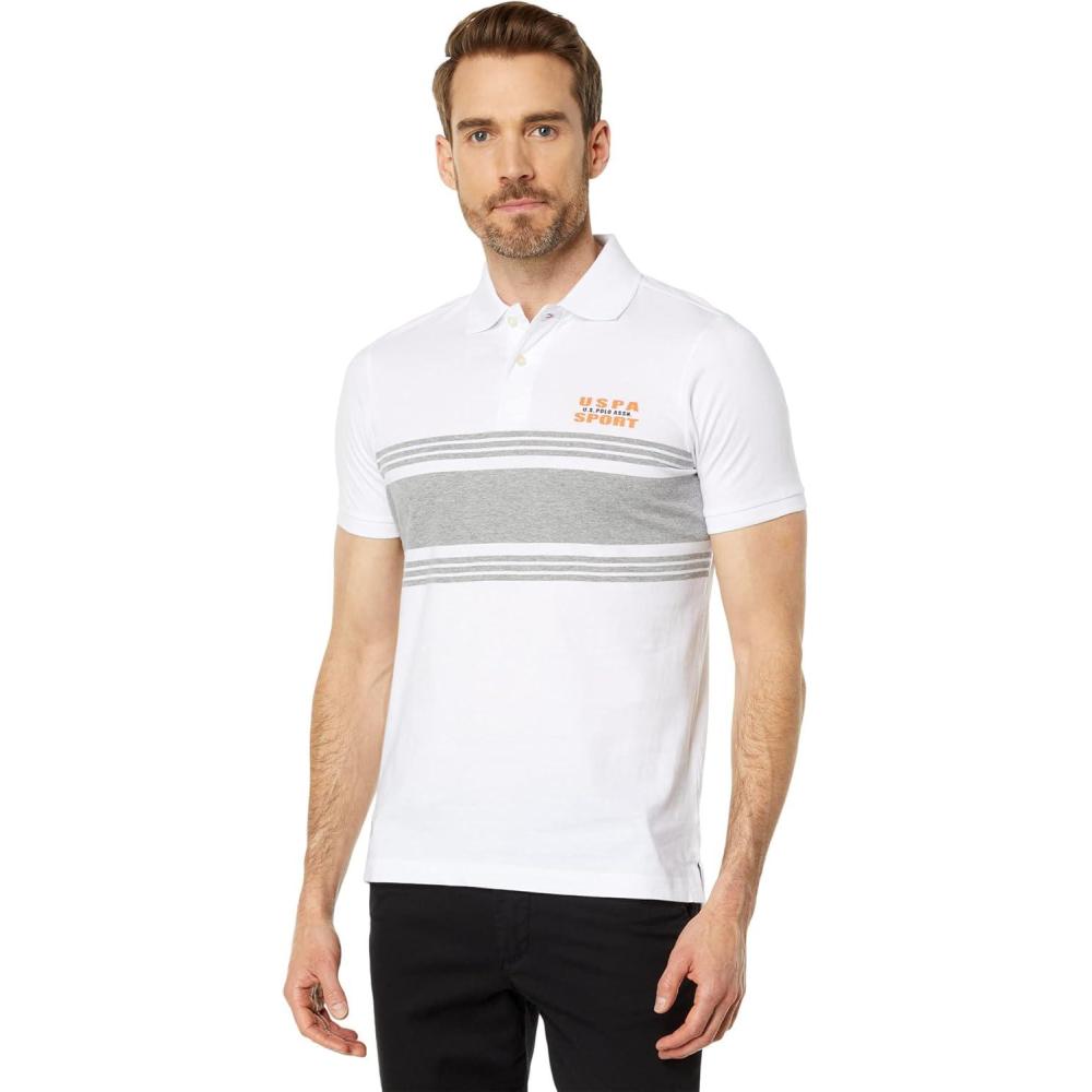 image:imageUS POLO ASSN Engineered Stripe Short Sleeve Knit PoloWhite