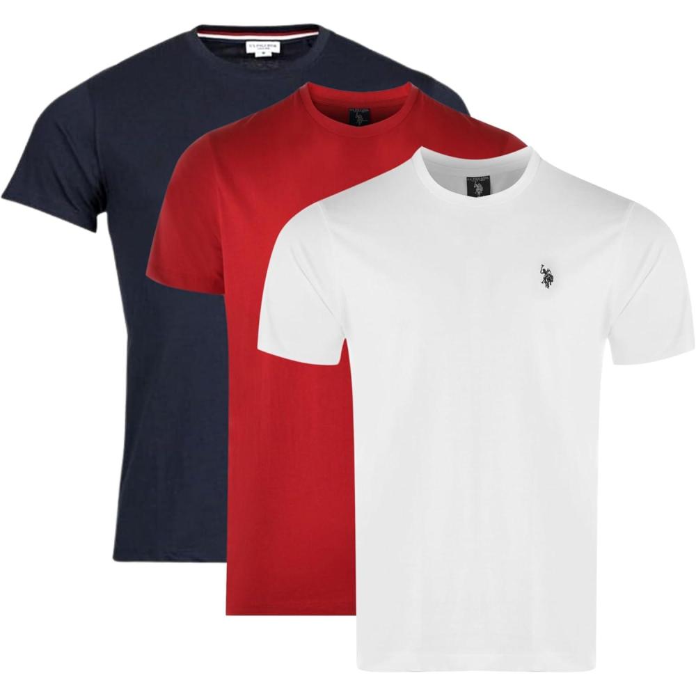 image:imageUS POLO ASSN Mens Crew Neck Small Pony TShirtClassic NavyWhiteEngine Red