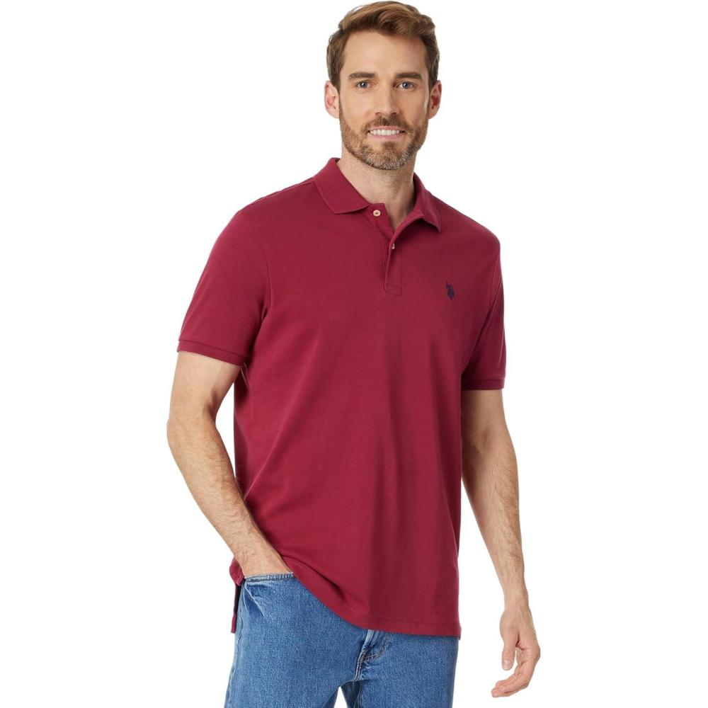 image:imageUS Polo Assn Mens Classic Polo Shirt TwoButton Closure Pique Polo Shirt Summer Fashion Golf ShirtBeet Burgandy