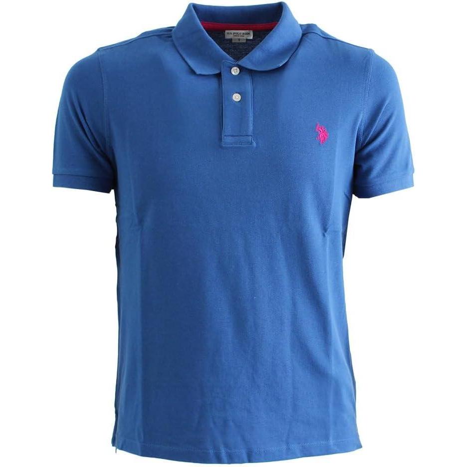 image:imageUS Polo Assn Mens Classic Polo Shirt TwoButton Closure Pique Polo Shirt Summer Fashion Golf ShirtBlue RaftRed