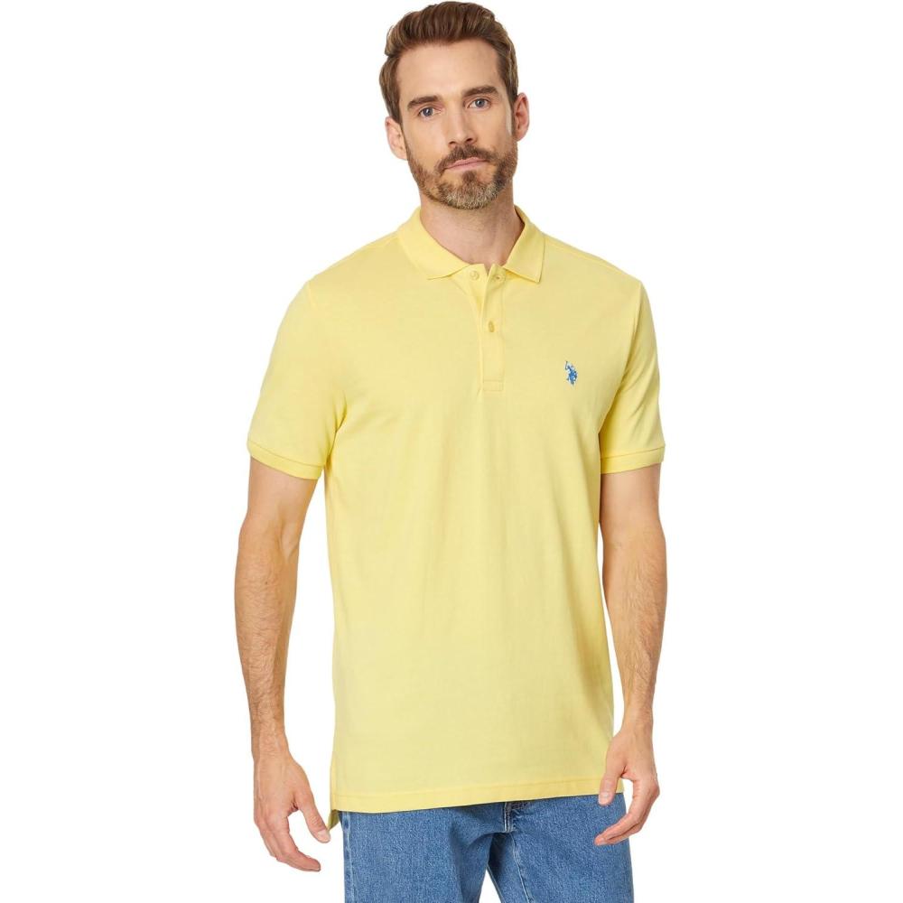 image:imageUS Polo Assn Mens Classic Polo Shirt TwoButton Closure Pique Polo Shirt Summer Fashion Golf ShirtCalifornia Yellow