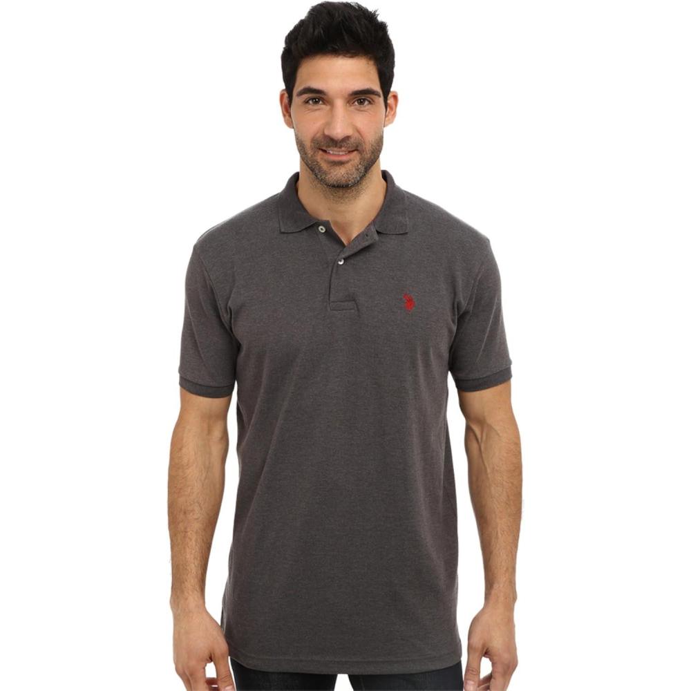 image:imageUS Polo Assn Mens Classic Polo Shirt TwoButton Closure Pique Polo Shirt Summer Fashion Golf ShirtDark Gray HeatherApple Cinnamon