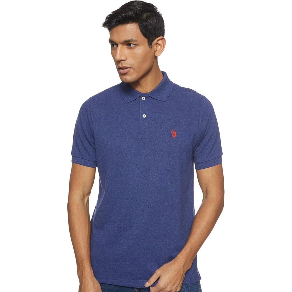 image:imageUS Polo Assn Mens Classic Polo Shirt TwoButton Closure Pique Polo Shirt Summer Fashion Golf ShirtDodger Blue Heather