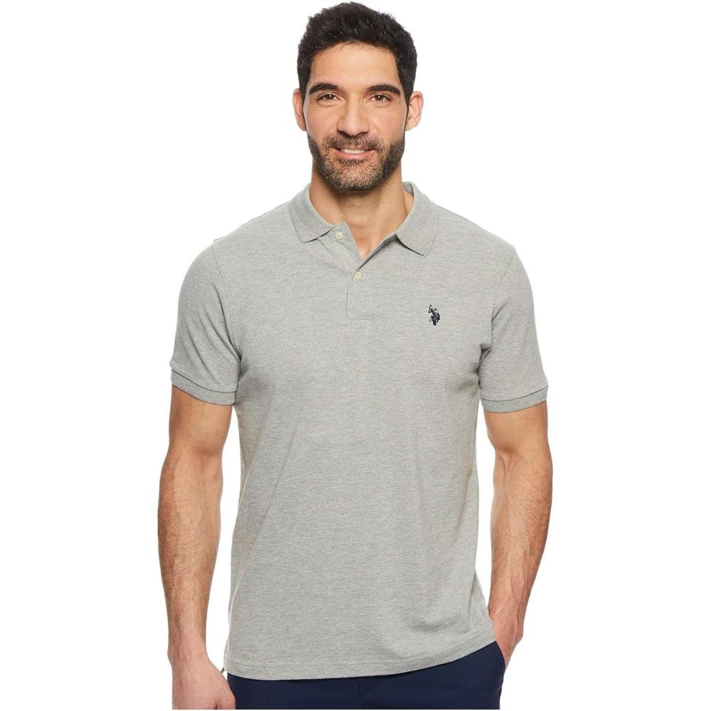 image:imageUS Polo Assn Mens Classic Polo Shirt TwoButton Closure Pique Polo Shirt Summer Fashion Golf ShirtHeather Grey