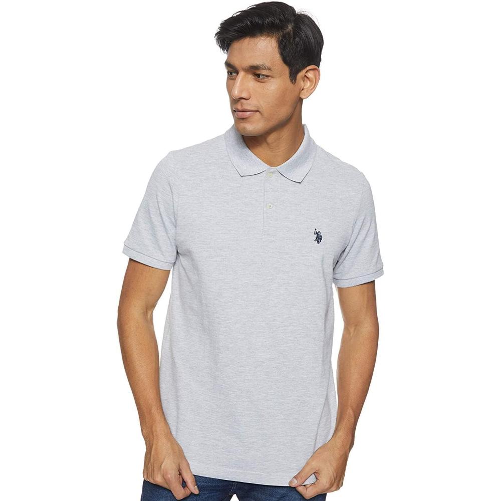 image:imageUS Polo Assn Mens Classic Polo Shirt TwoButton Closure Pique Polo Shirt Summer Fashion Golf ShirtLight Heather Gray