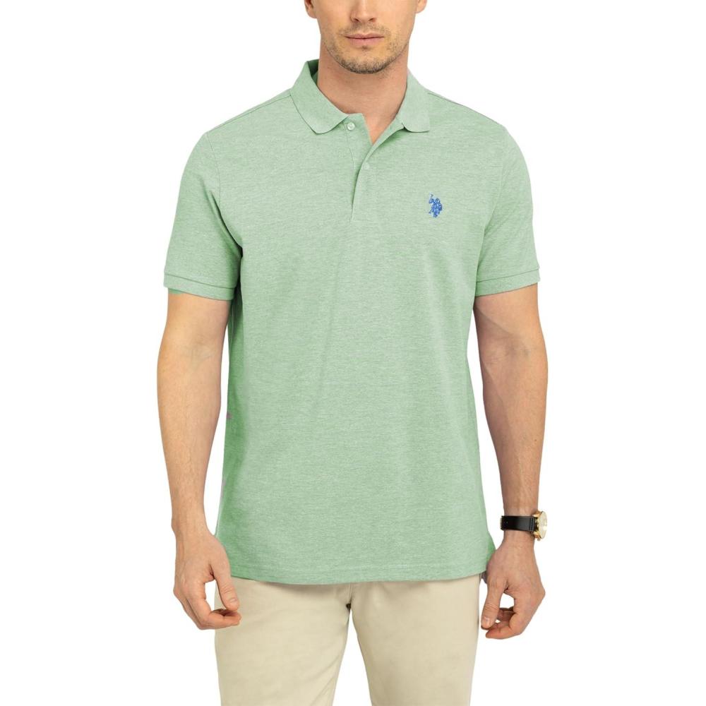 image:imageUS Polo Assn Mens Classic Polo Shirt TwoButton Closure Pique Polo Shirt Summer Fashion Golf ShirtMint Tea Heather