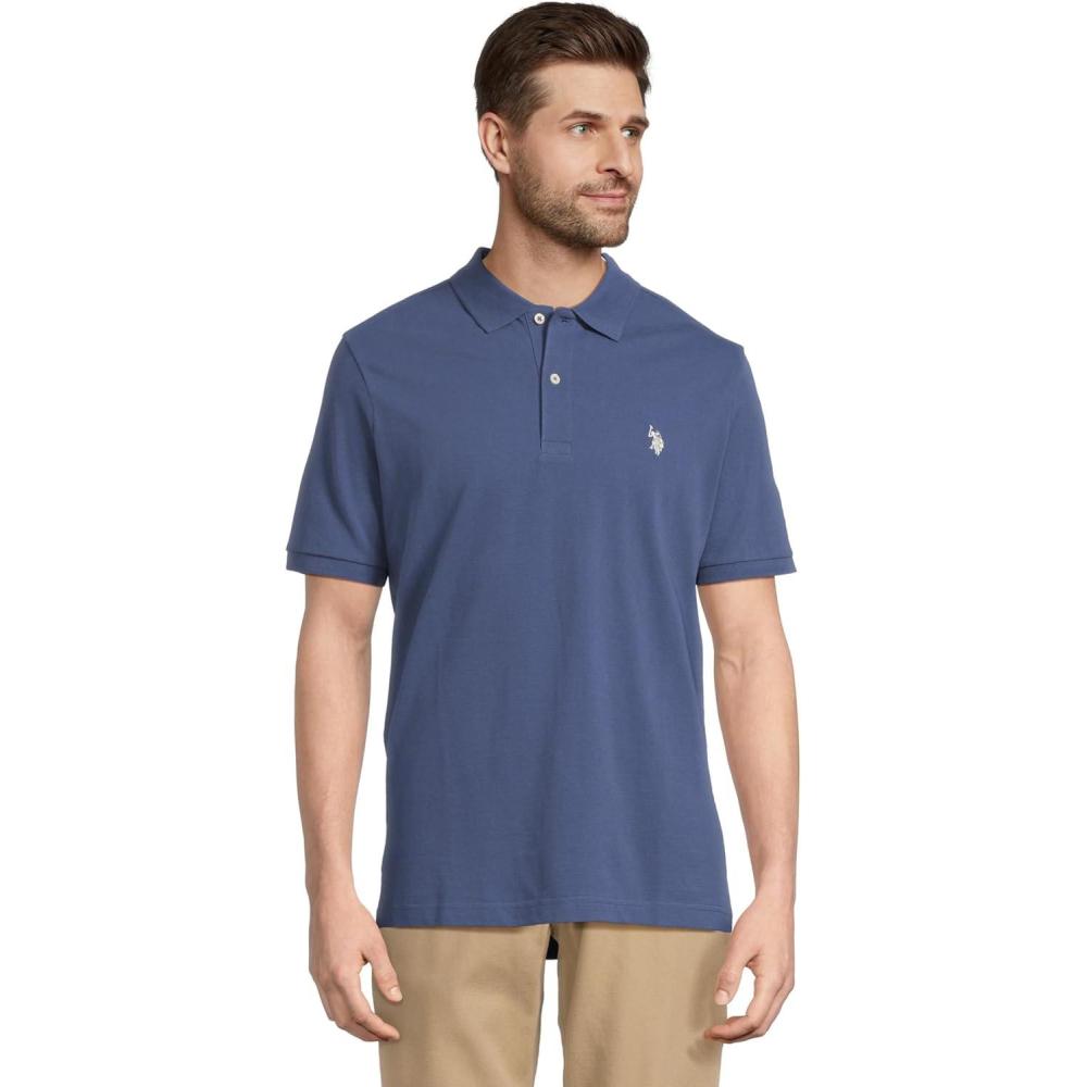 image:imageUS Polo Assn Mens Classic Polo Shirt TwoButton Closure Pique Polo Shirt Summer Fashion Golf ShirtOceana Blue