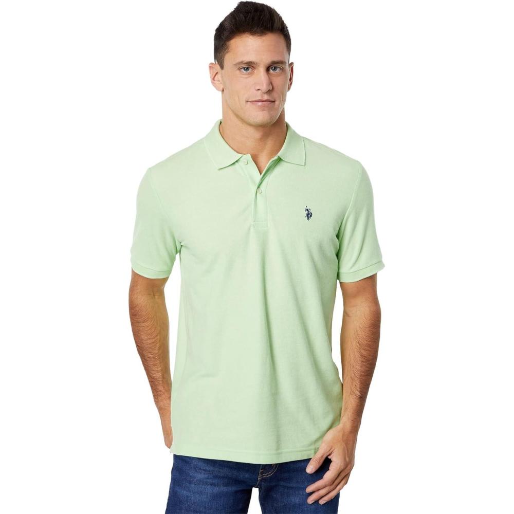 image:imageUS Polo Assn Mens Classic Polo Shirt TwoButton Closure Pique Polo Shirt Summer Fashion Golf ShirtParadise Mint