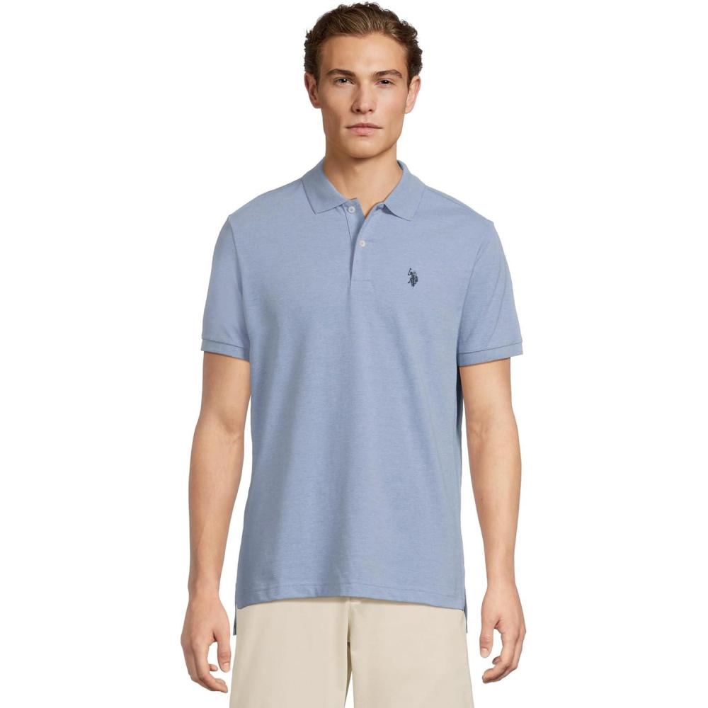 image:imageUS Polo Assn Mens Classic Polo Shirt TwoButton Closure Pique Polo Shirt Summer Fashion Golf ShirtSedona Blue Heather