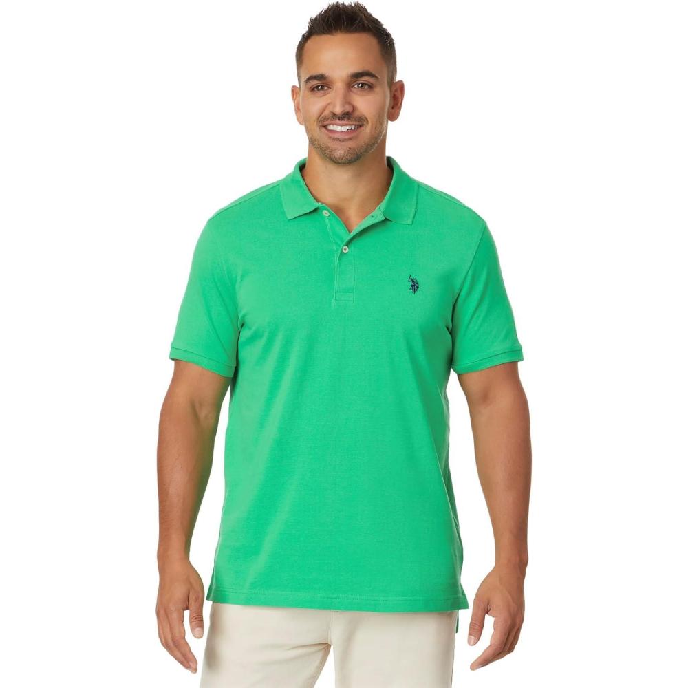 image:imageUS Polo Assn Mens Classic Polo Shirt TwoButton Closure Pique Polo Shirt Summer Fashion Golf ShirtSpearmint Leaf