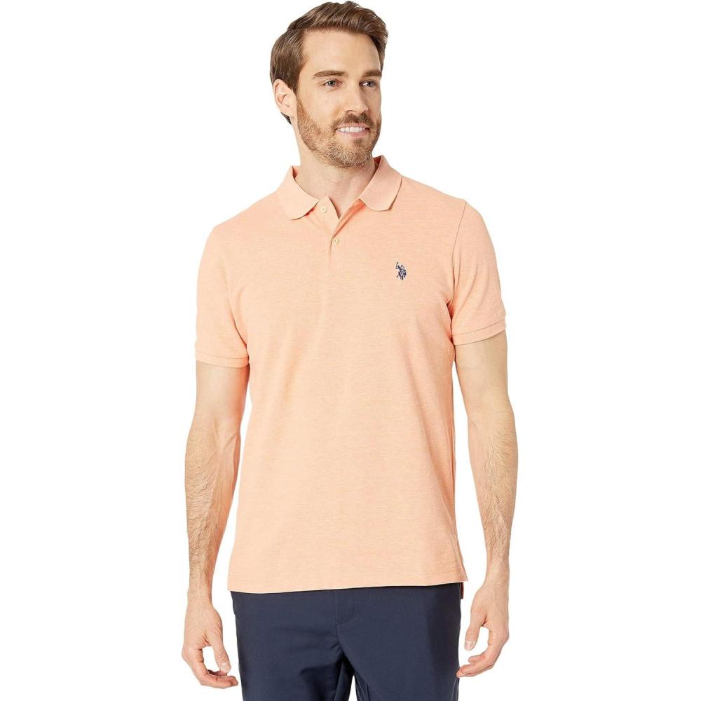 image:imageUS Polo Assn Mens Classic Polo Shirt TwoButton Closure Pique Polo Shirt Summer Fashion Golf ShirtSunrise Heather