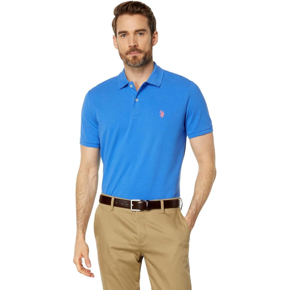 image:imageUS Polo Assn Mens Classic Polo Shirt TwoButton Closure Pique Polo Shirt Summer Fashion Golf ShirtSuper Sonic Blue