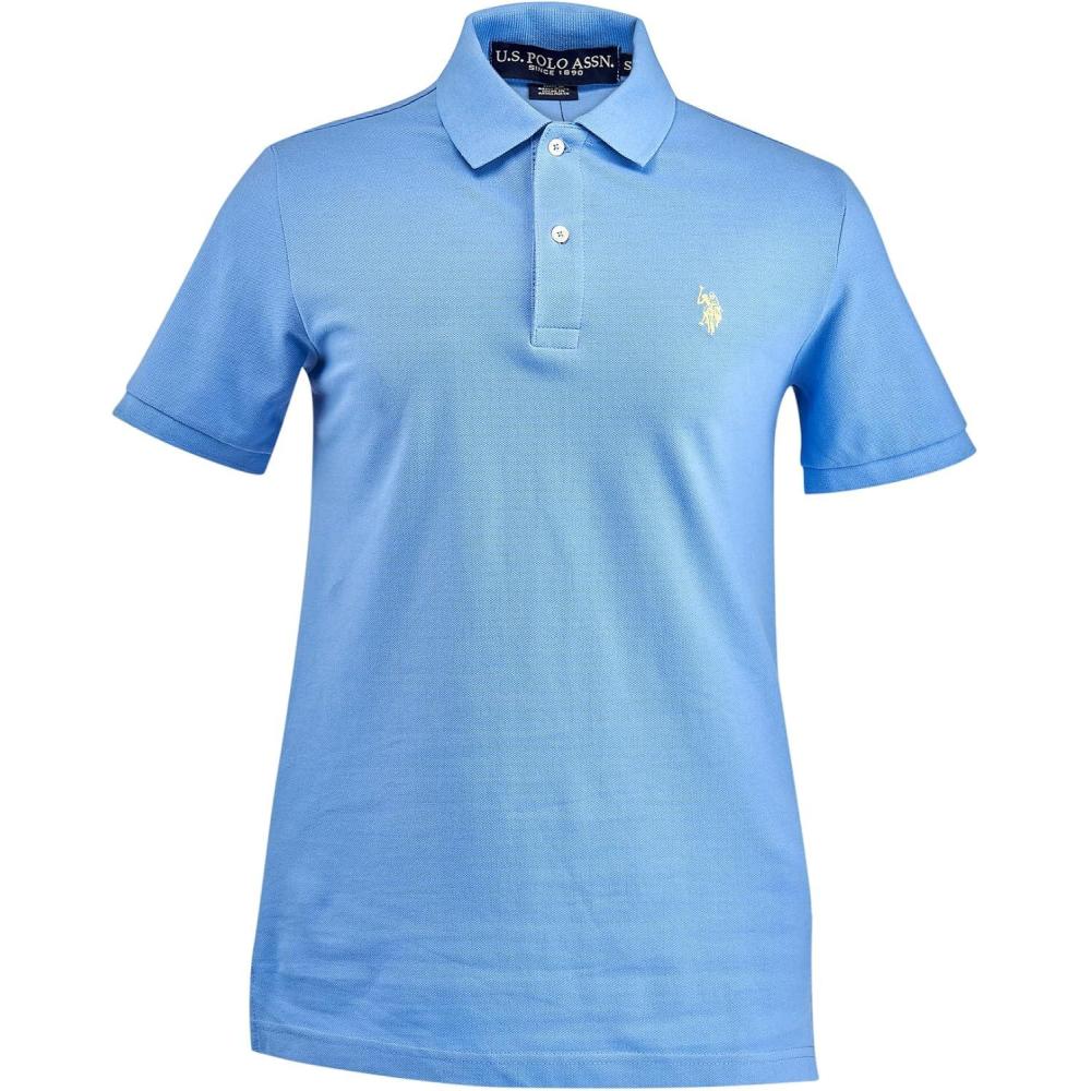 image:imageUS Polo Assn Mens Classic Polo Shirt TwoButton Closure Pique Polo Shirt Summer Fashion Golf ShirtSurf BlueYellow