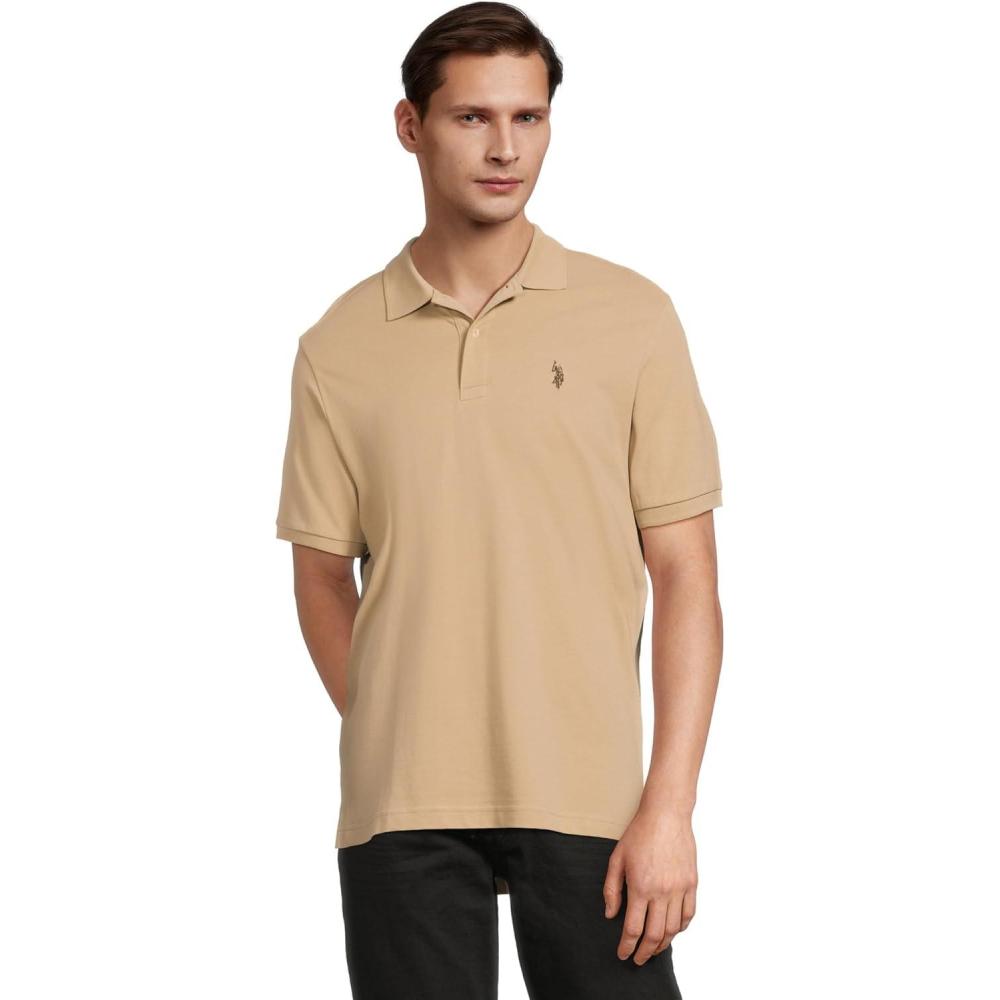image:imageUS Polo Assn Mens Classic Polo Shirt TwoButton Closure Pique Polo Shirt Summer Fashion Golf ShirtTribeca Khaki