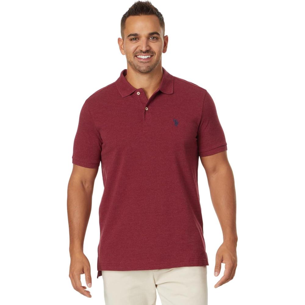image:imageUS Polo Assn Mens Classic Polo Shirt TwoButton Closure Pique Polo Shirt Summer Fashion Golf ShirtWine Valley Heather