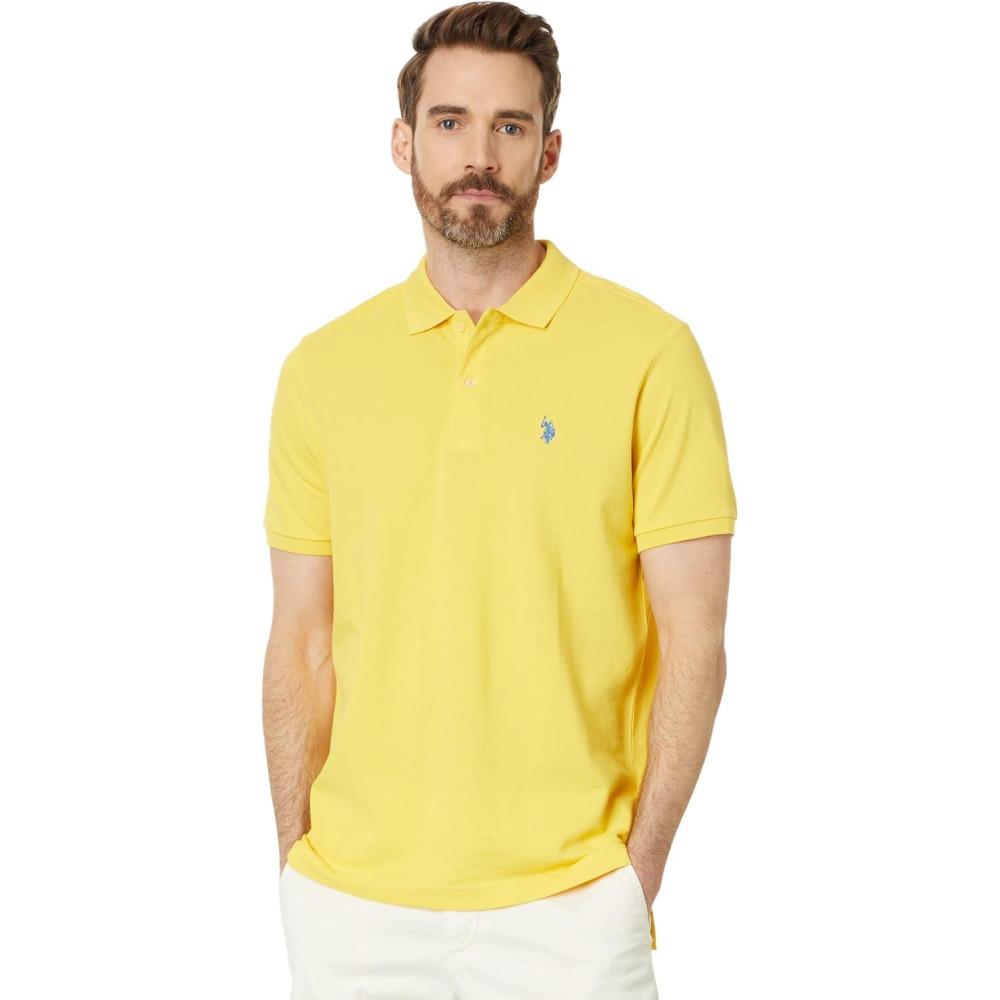 image:imageUS Polo Assn Mens Classic Polo Shirt TwoButton Closure Pique Polo Shirt Summer Fashion Golf ShirtWinning Yellow