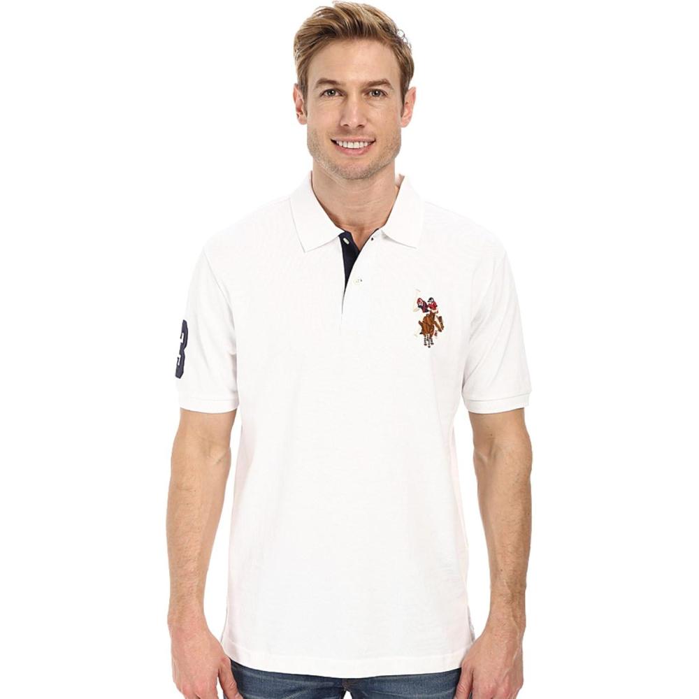 image:imageUS Polo Assn Mens Multi Color Logo Solid Pique Polo ShirtWhite