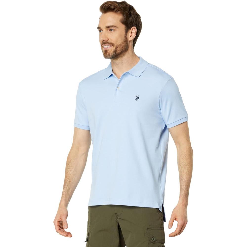 image:imageUS Polo Assn Mens Multi Color Logo Solid Pique Polo ShirtWindsurfer Blue