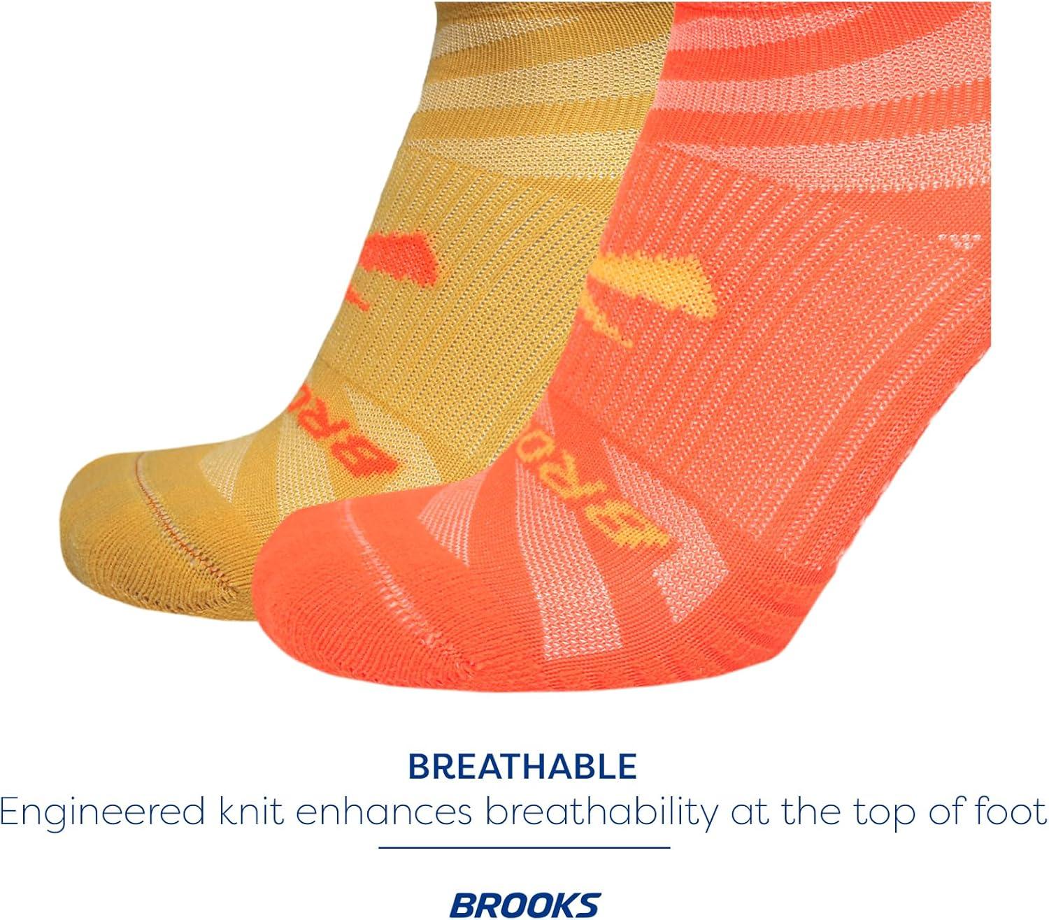 image:imageBrooks Ghost Lite No Show Socks I Performance Running Comfort Fit with Arch Support for Men amp Women 2Pack SetChamois Shocking Orange