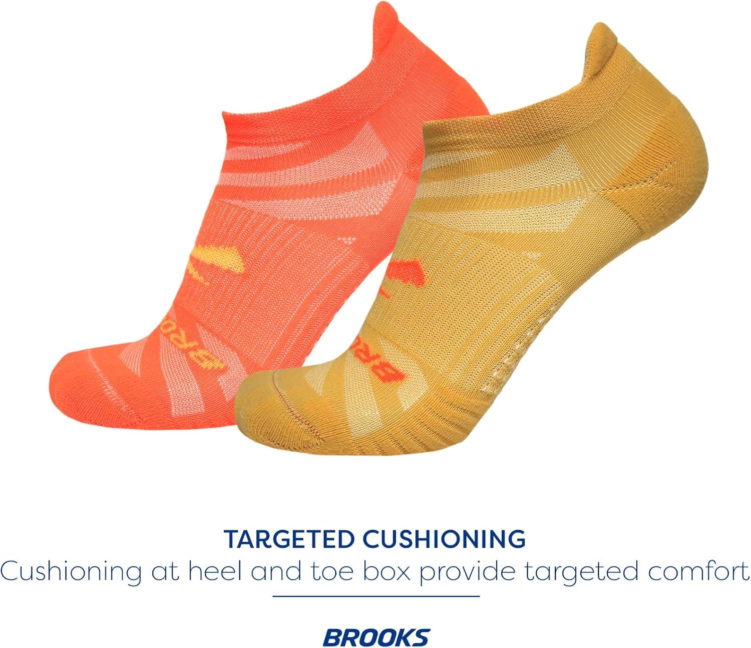 image:imageBrooks Ghost Lite No Show Socks I Performance Running Comfort Fit with Arch Support for Men amp Women 2Pack SetChamois Shocking Orange
