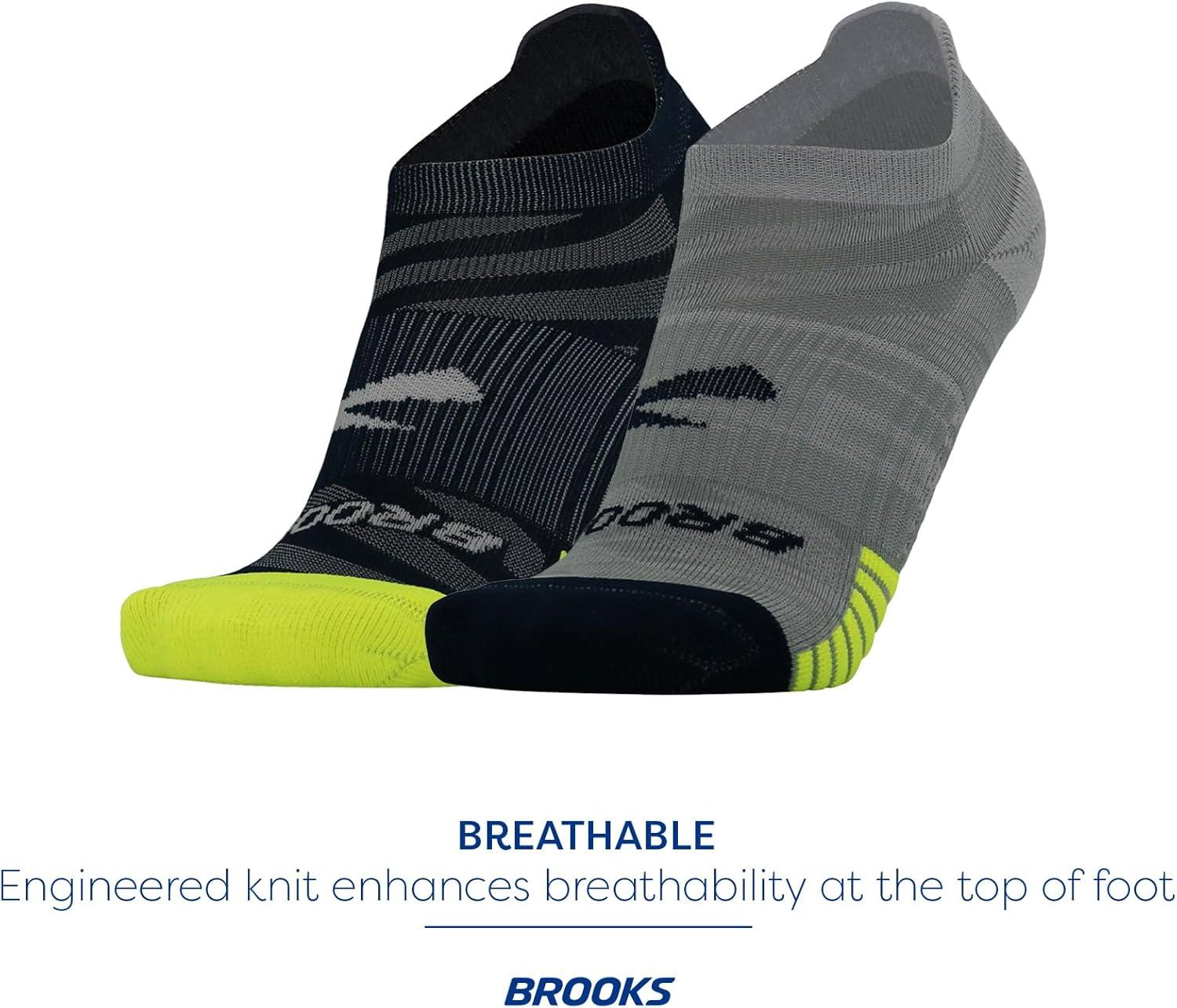 image:imageBrooks Ghost Lite No Show Socks I Performance Running Comfort Fit with Arch Support for Men amp Women 2Pack SetHtr OxfordNavy NavyYellow