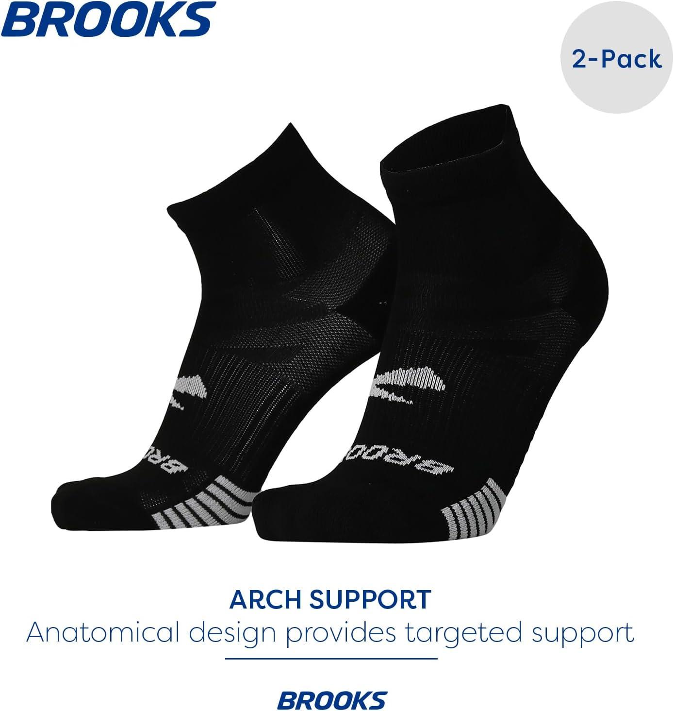 image:imageBrooks Ghost Lite Quarter Socks I Performance Running Comfort Fit with Arch Support for Men amp Women 2Pack SetBlack