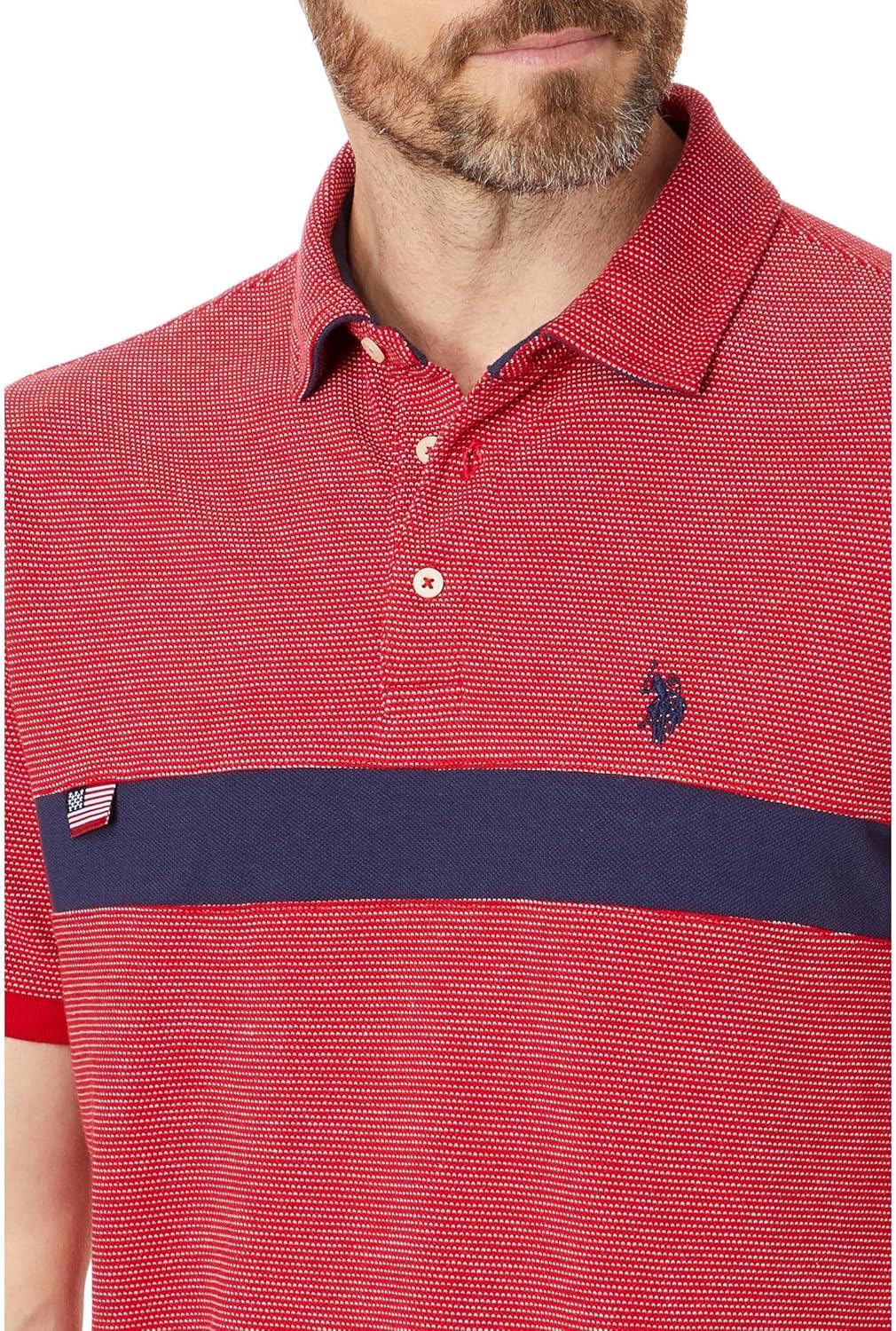 image:imageJACQUARD PIQUE PIECED POLO SHIRTEngine Red
