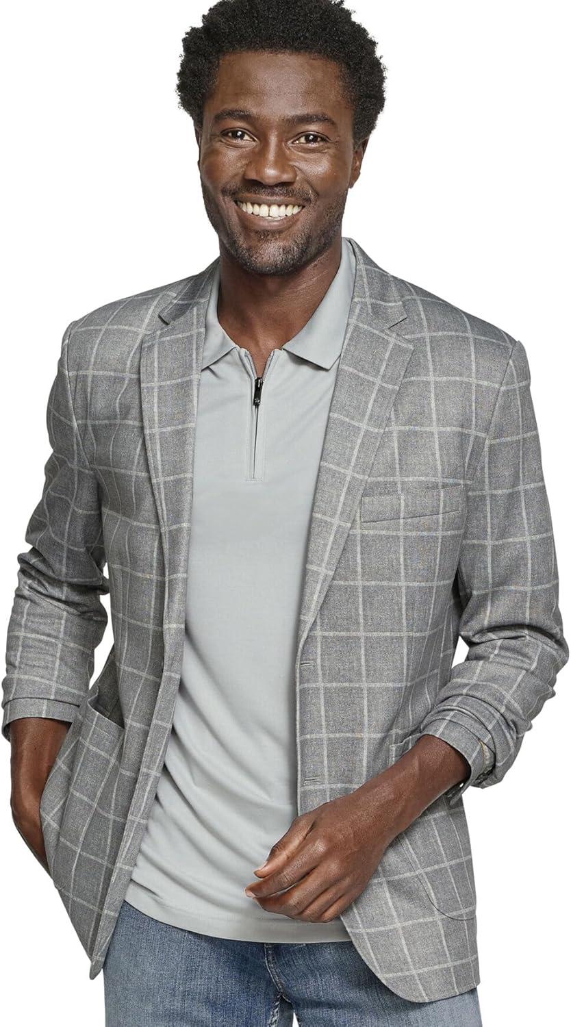 image:imageJohnston amp Murphy Mens Xc Flex Unlined Plaid Knit BlazerGray