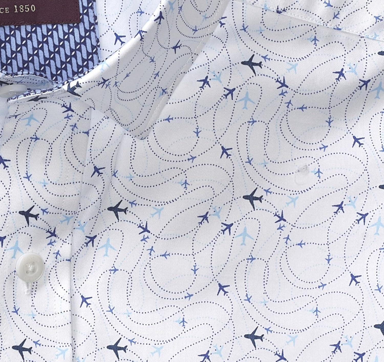 image:imageJohnston amp Murphy Printed Cotton Shirt White Airplane XL