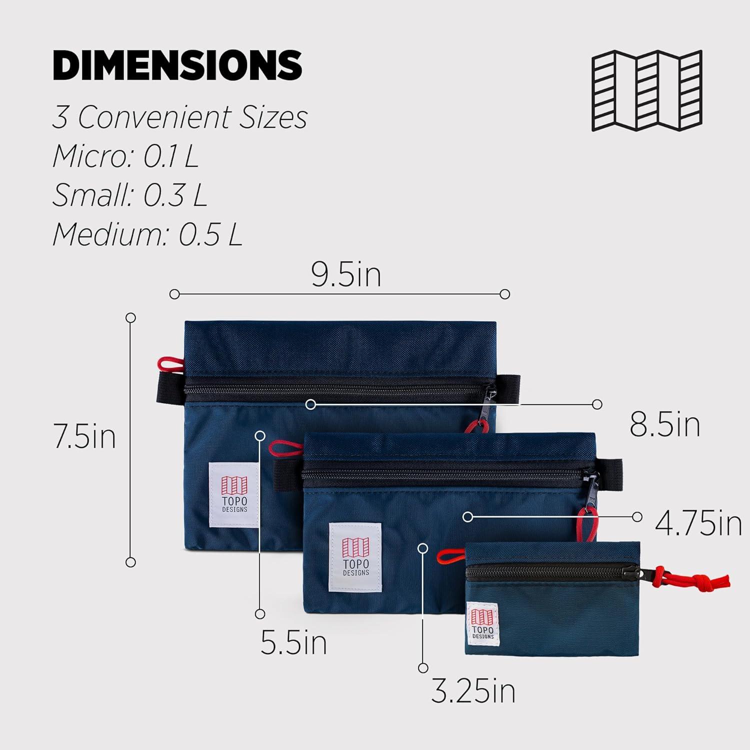 image:imageTopo Designs Accessory Bag 3 Piece Bundle Travel Organizers for Smaller Items Durable Storage Pouches CobblestoneAuraNavyNavy