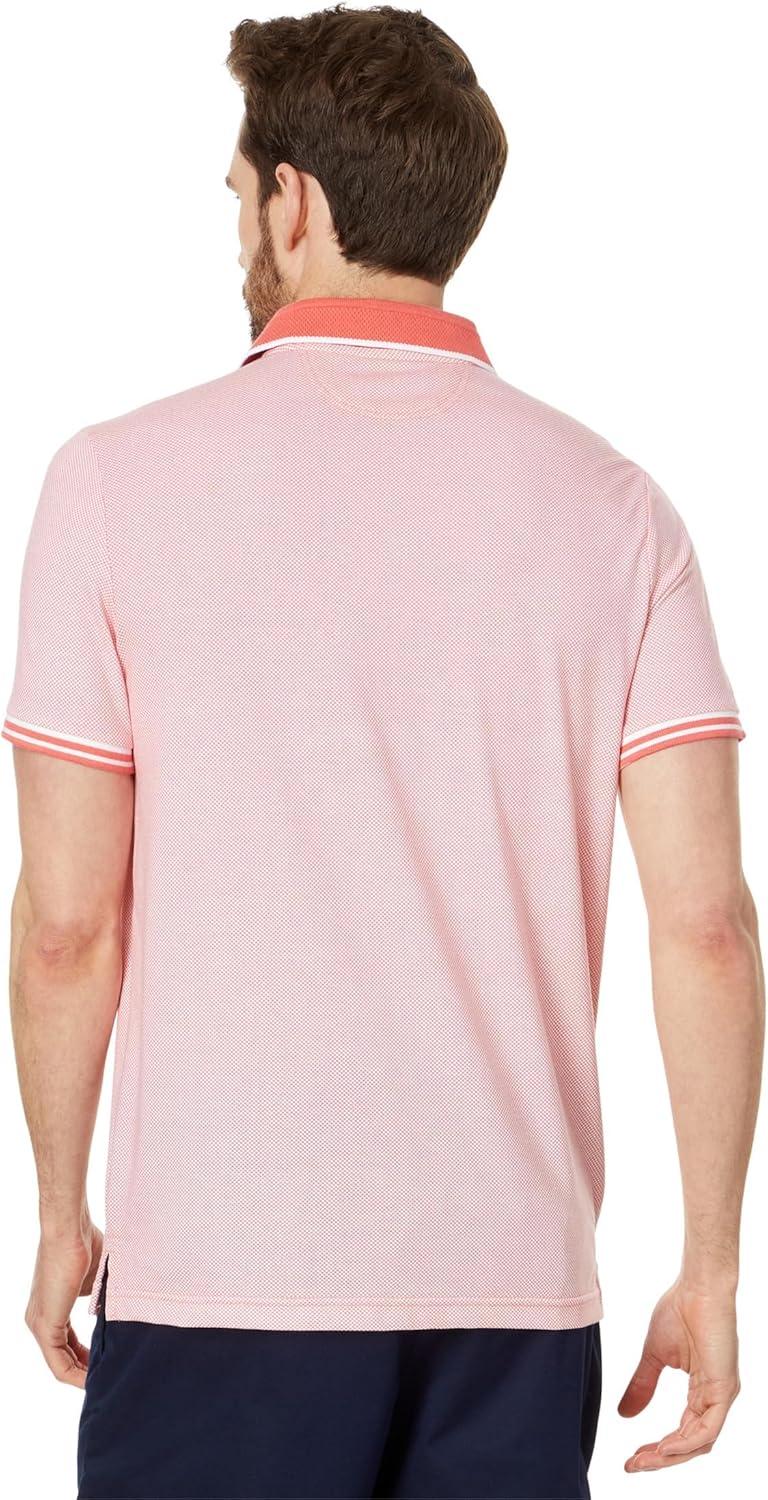 image:imageUS Polo ASSN Mens All Over Print Jersey Textured Collar Short Sleeve Polo ShirtPink Coral