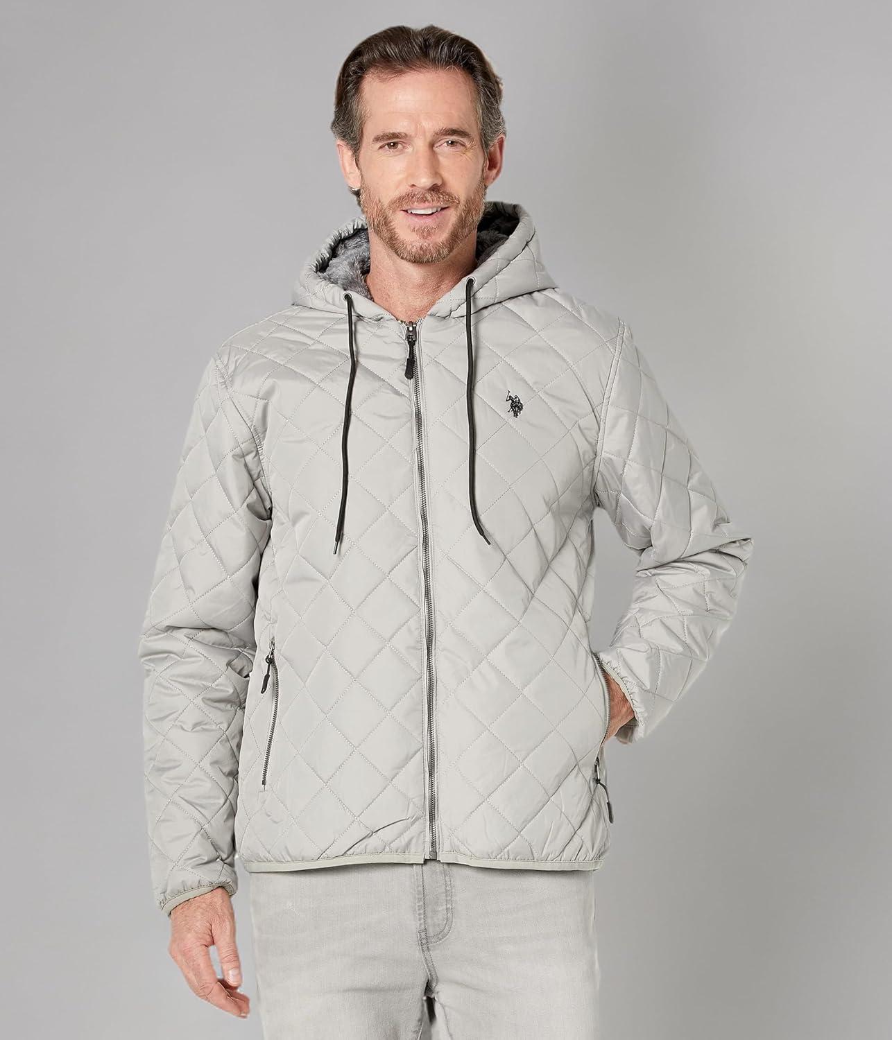 image:imageUS Polo Assn Diamond Quilt Jacket Vapor Gray LG