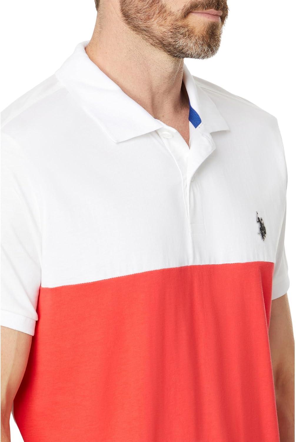 image:imageUS Polo Assn Mens Short Sleeve Slim Fit Colorblock Athletic Jersey Knit Polo ShirtWhite