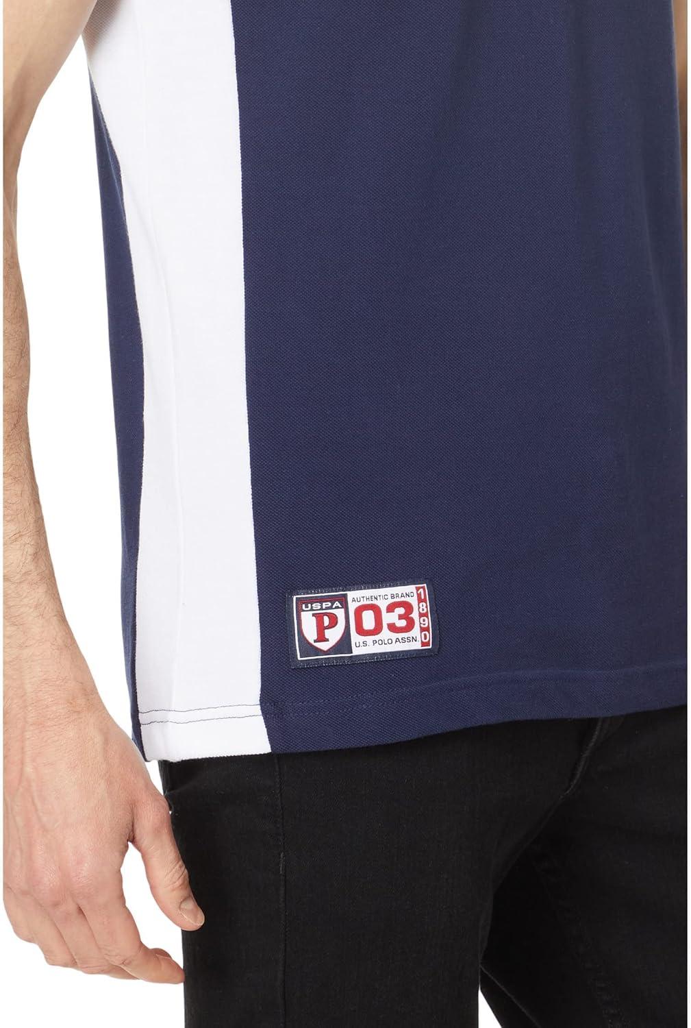 image:imageUS Polo Assn Mens Slim Fit Short Sleeve Double Collar Pique Knit Polo ShirtClassic Navy