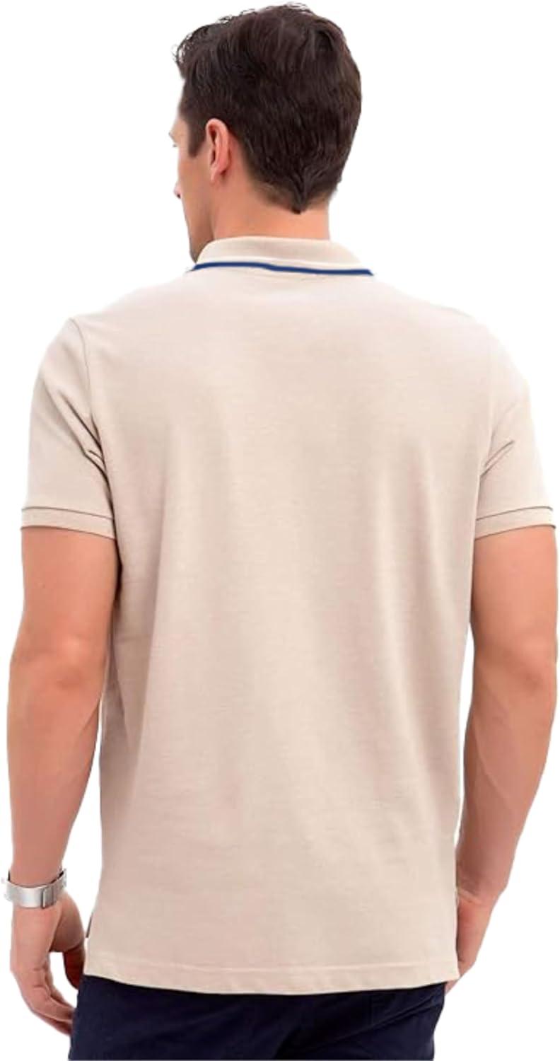 image:imageUS Polo Assn Mens Slim Fit Tipped Interlock Knit PoloKhaki Heather