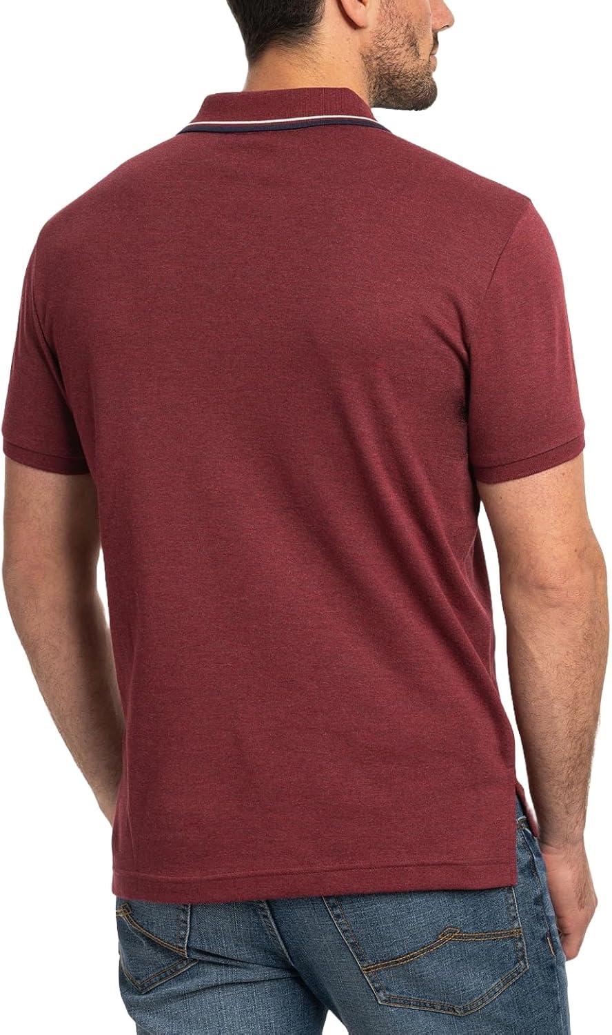 image:imageUS Polo Assn Mens Slim Fit Tipped Interlock Knit PoloWine Valley Heather