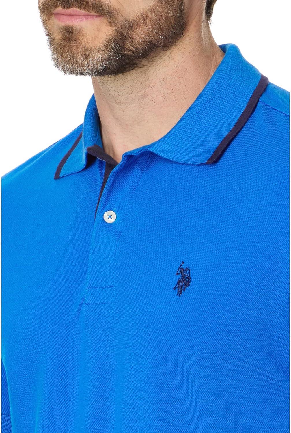 image:imageUS Polo Assn Short Sleeve Slim Fit Solid Pique Polo Shirt ShirtBlue Tile