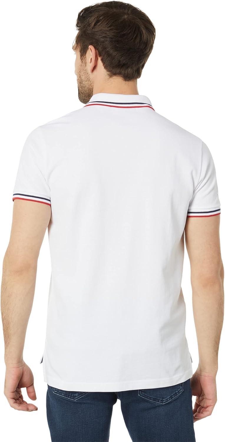 image:imageUS Polo Assn Slim Fit USA Applique Flag Print Knit Polo ShirtWhite