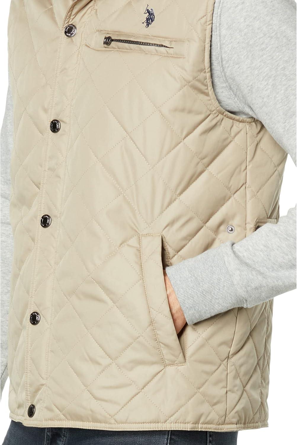image:imageUS Polo Assn mens Diamond Quilted VestDown VestThomston Khaki
