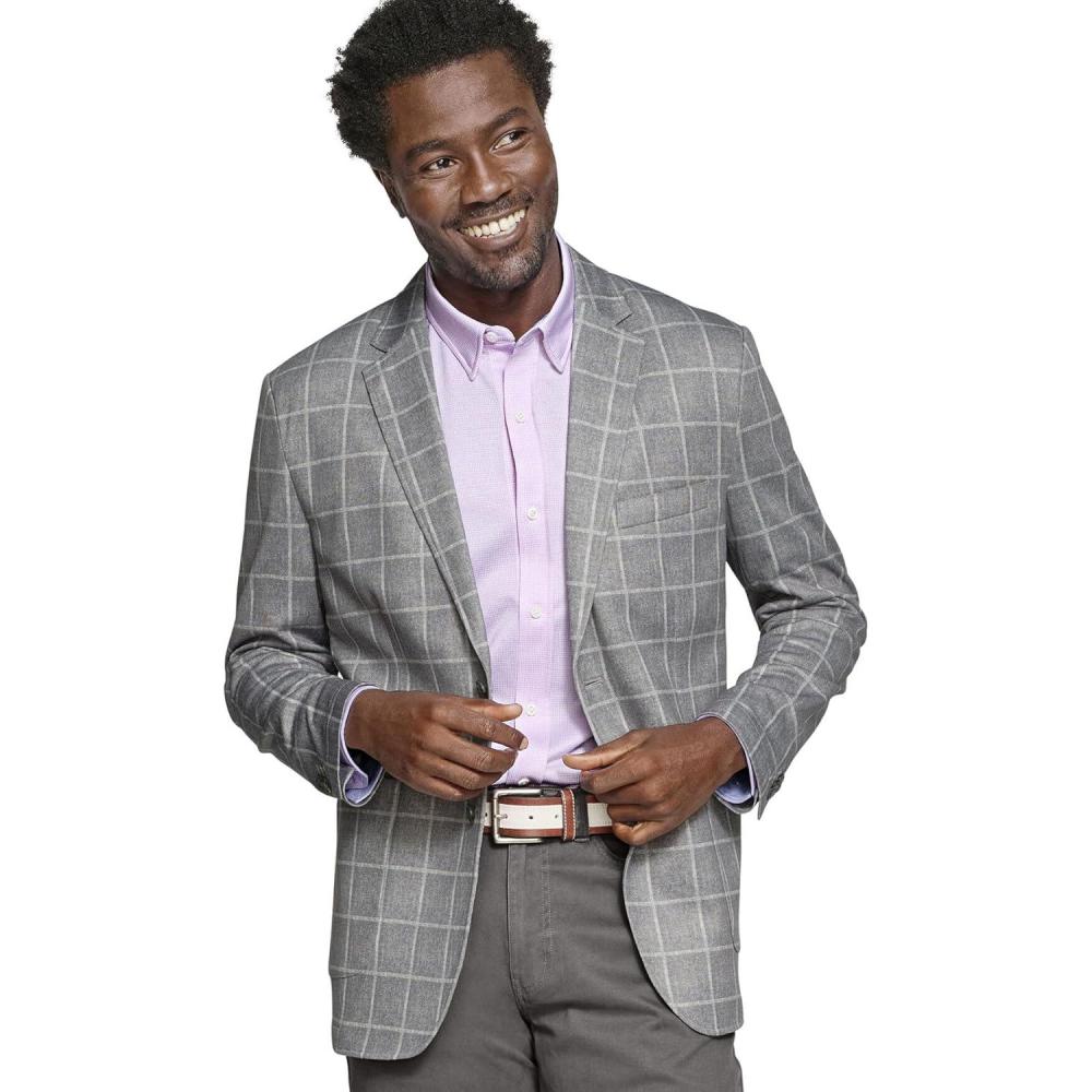 image:imageJohnston amp Murphy Mens Xc Flex Unlined Plaid Knit BlazerGray
