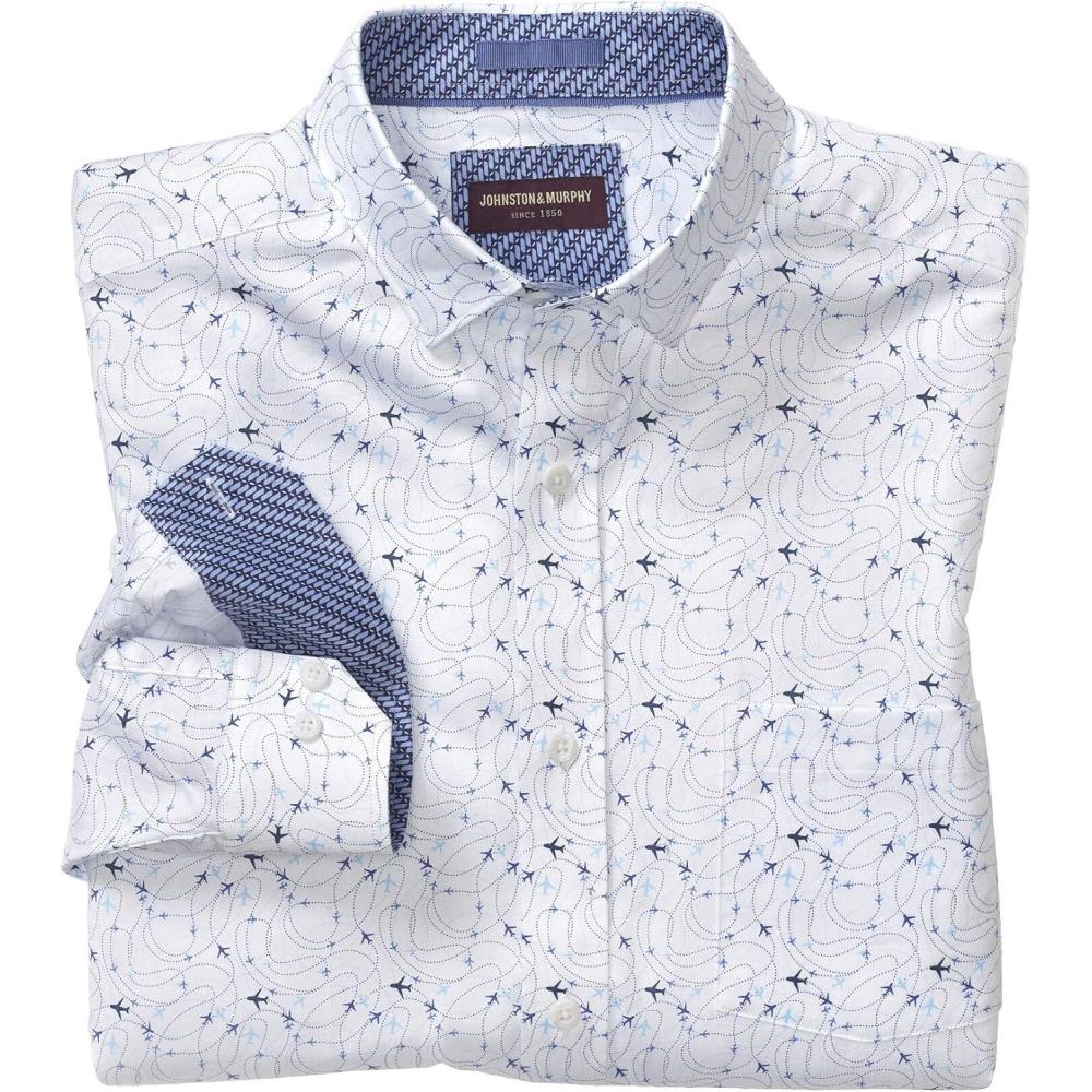 image:imageJohnston amp Murphy Printed Cotton Shirt White Airplane XL