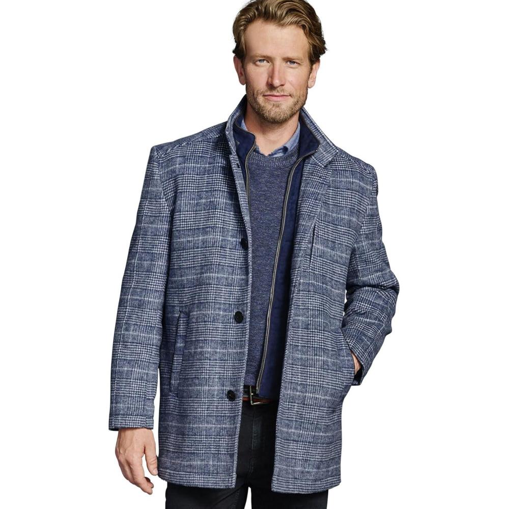 image:imageJohnston amp Murphy Wool Car Coat with Bib Navy Plaid MD