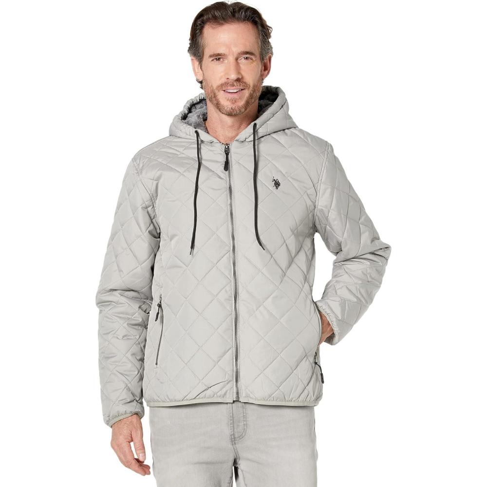 image:imageUS Polo Assn Diamond Quilt Jacket Vapor Gray LG