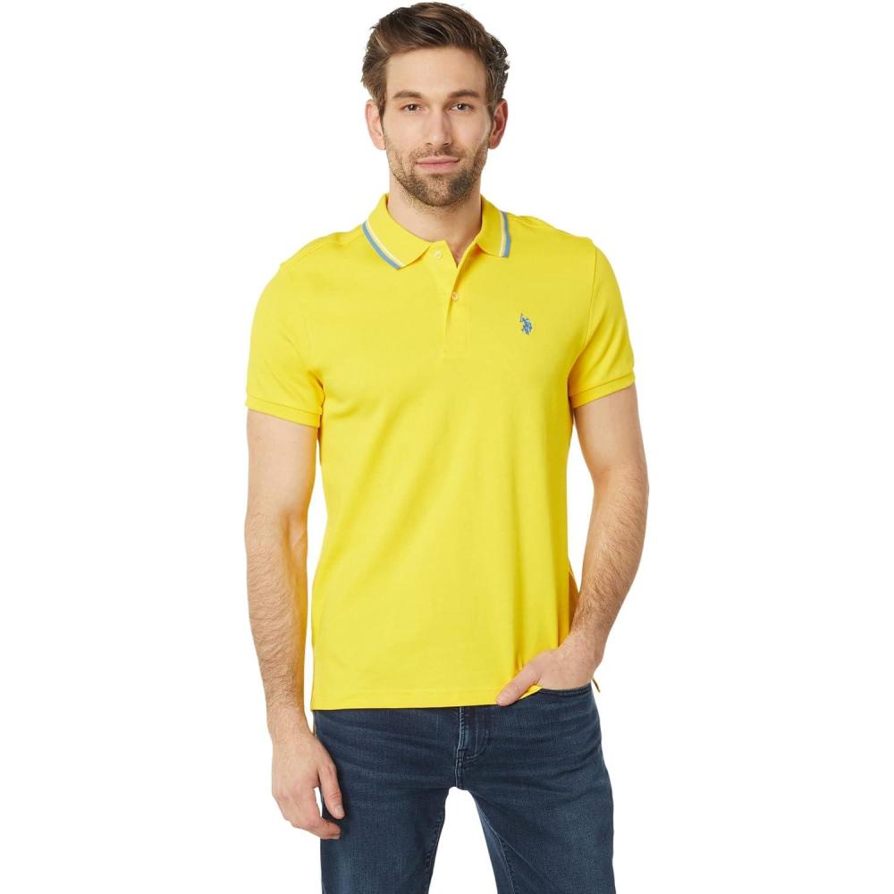 image:imageUS Polo Assn Mens Slim Fit Tipped Interlock Knit PoloDandelion