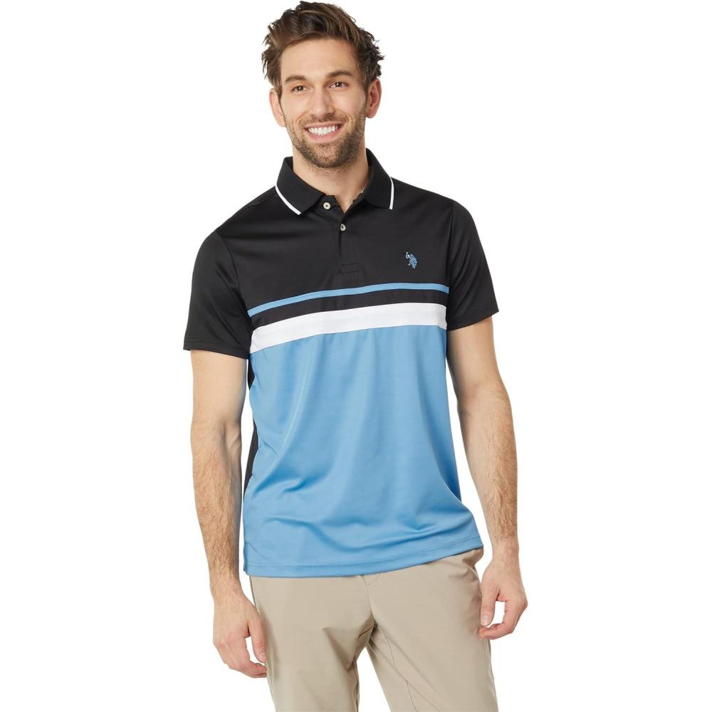 image:imageUS Polo Assn Short Sleeve ColorBlock Performance Polo Black LG