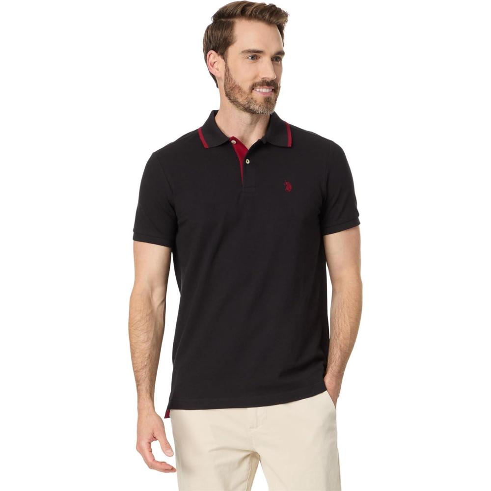 image:imageUS Polo Assn Short Sleeve Slim Fit Solid Pique Polo Shirt ShirtBlack