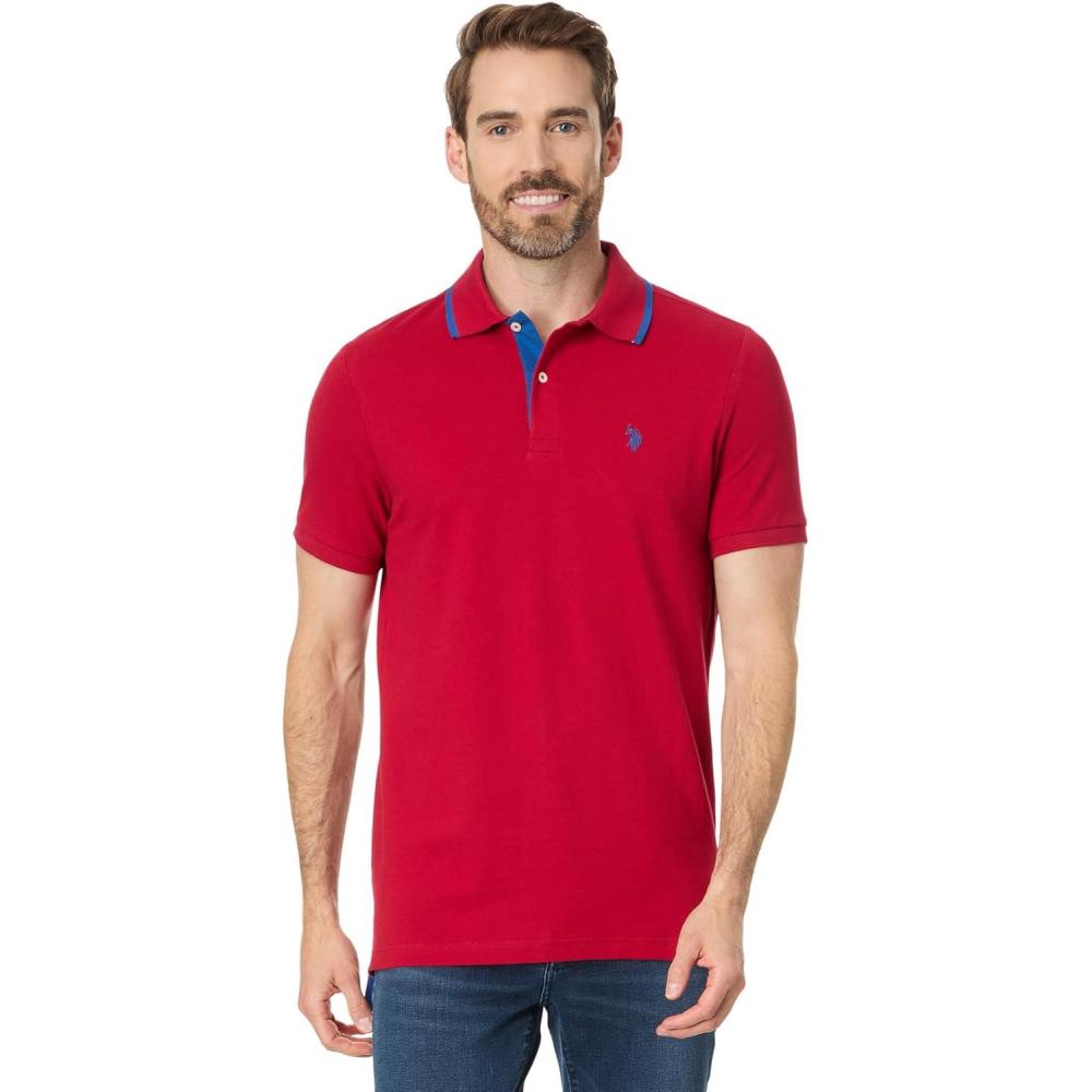 image:imageUS Polo Assn Short Sleeve Slim Fit Solid Pique Polo Shirt ShirtCanoe Red