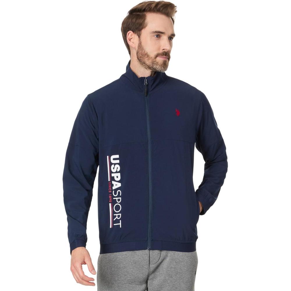 image:imageUS Polo Assn mens Uspa Stretch Woven Uspa Sport Full Zip JacketClassic Navy