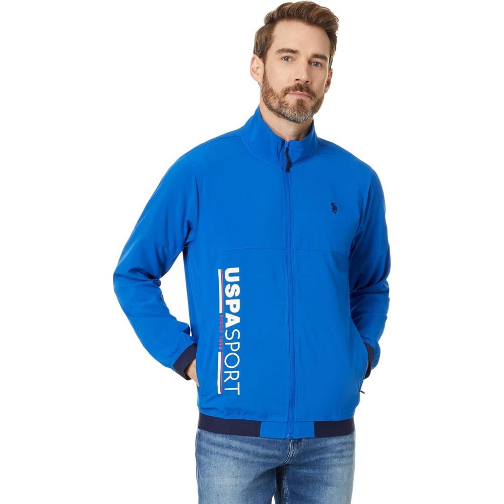 image:imageUS Polo Assn mens Uspa Stretch Woven Uspa Sport Full Zip JacketNautical Blue